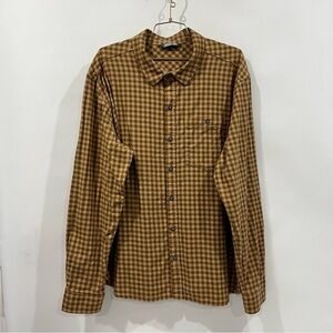 Stio Brown Tan Checkered Shirt Miter Stretch Lightweight Flannel Size XXL Comfy